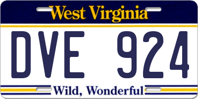 WV license plate DVE924