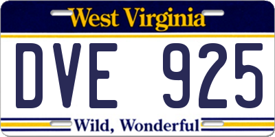 WV license plate DVE925