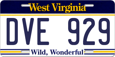 WV license plate DVE929