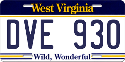 WV license plate DVE930