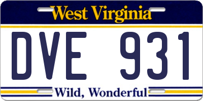 WV license plate DVE931