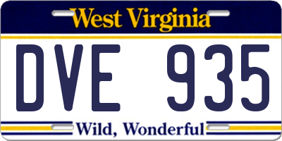 WV license plate DVE935