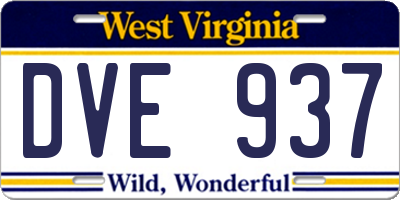 WV license plate DVE937