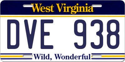 WV license plate DVE938