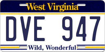 WV license plate DVE947