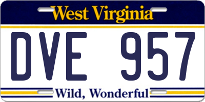 WV license plate DVE957