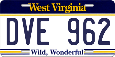 WV license plate DVE962