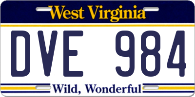 WV license plate DVE984