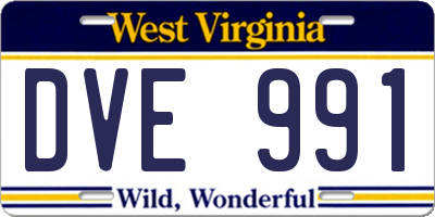 WV license plate DVE991