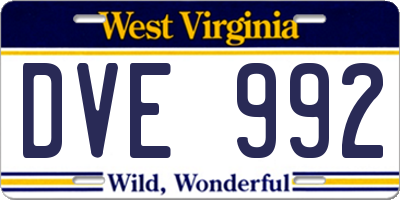 WV license plate DVE992