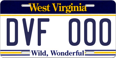 WV license plate DVF000
