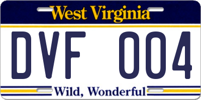 WV license plate DVF004