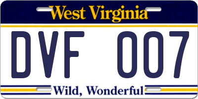 WV license plate DVF007