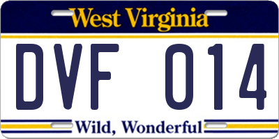WV license plate DVF014
