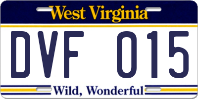 WV license plate DVF015