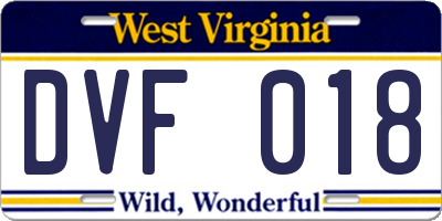 WV license plate DVF018