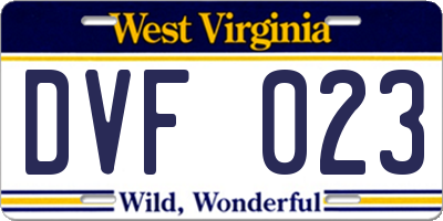 WV license plate DVF023