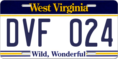 WV license plate DVF024