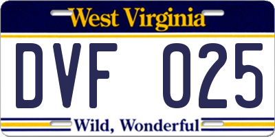 WV license plate DVF025