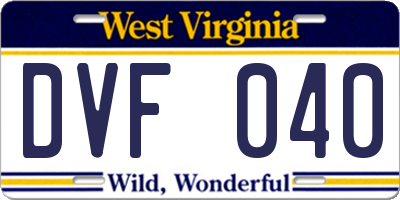 WV license plate DVF040