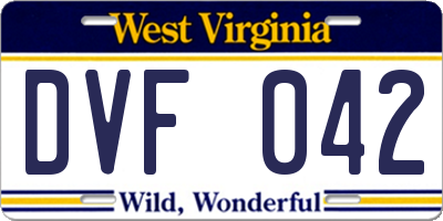 WV license plate DVF042