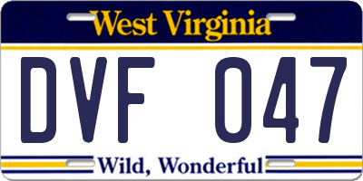 WV license plate DVF047