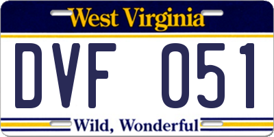 WV license plate DVF051