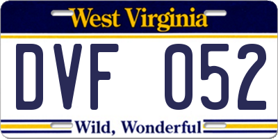 WV license plate DVF052