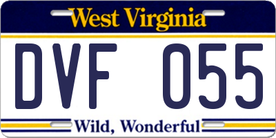 WV license plate DVF055