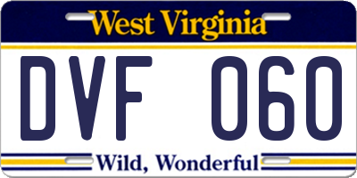 WV license plate DVF060