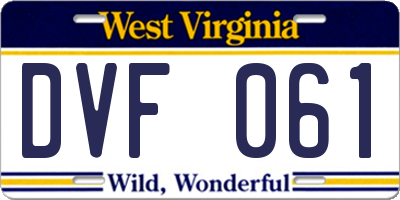 WV license plate DVF061