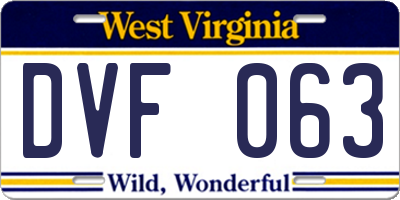 WV license plate DVF063