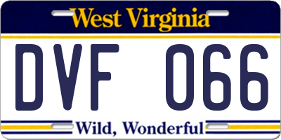 WV license plate DVF066