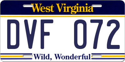 WV license plate DVF072