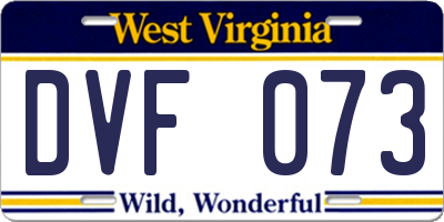 WV license plate DVF073