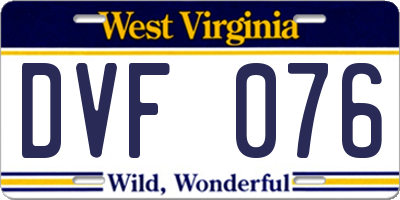 WV license plate DVF076