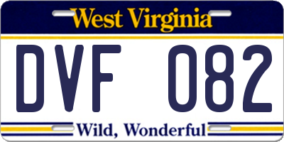 WV license plate DVF082