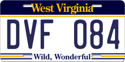 WV license plate DVF084