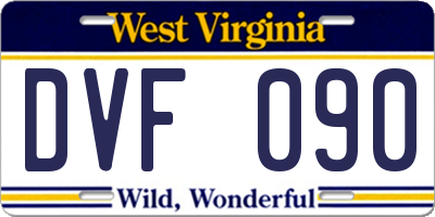 WV license plate DVF090