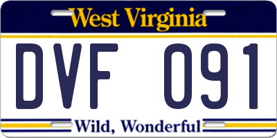 WV license plate DVF091