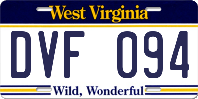 WV license plate DVF094