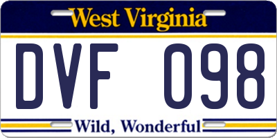 WV license plate DVF098