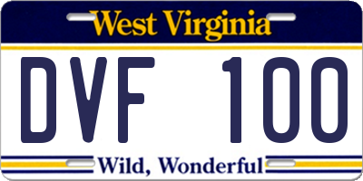 WV license plate DVF100
