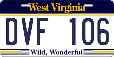 WV license plate DVF106