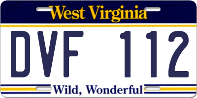 WV license plate DVF112