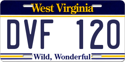 WV license plate DVF120