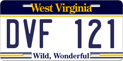 WV license plate DVF121
