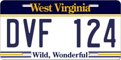WV license plate DVF124