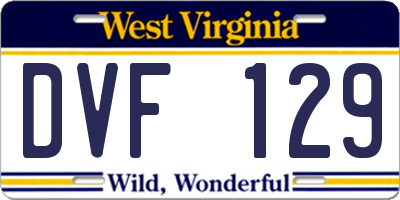 WV license plate DVF129