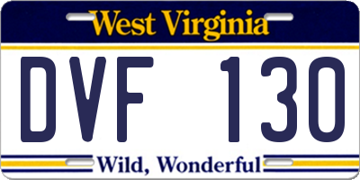WV license plate DVF130